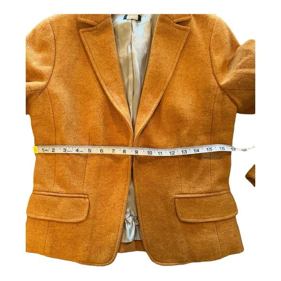 J. Crew Donegal Tweed Ecole Wool Cropped Blazer Size 8 Pumpkin Yellow Marigold - Picture 4 of 13